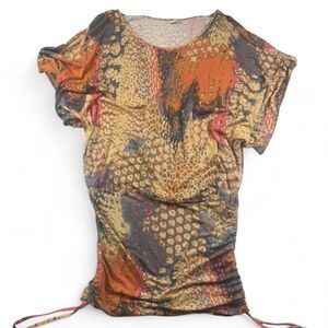 Lascana Women’s Multicolor Swim Cover-Up Top with Side Ties | Size Large